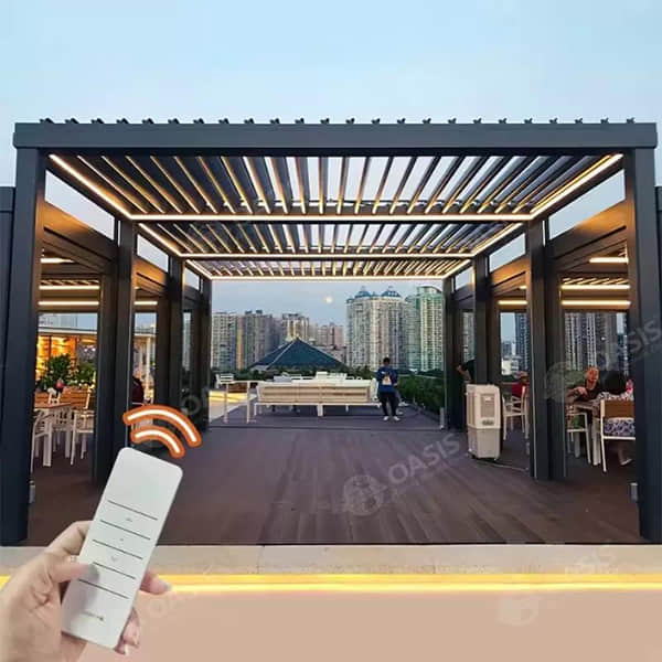 Luxury Waterproof Roof Top Sunshade Aluminum Pergola Gazebo Aluminum Louvered Pergola For Mansions