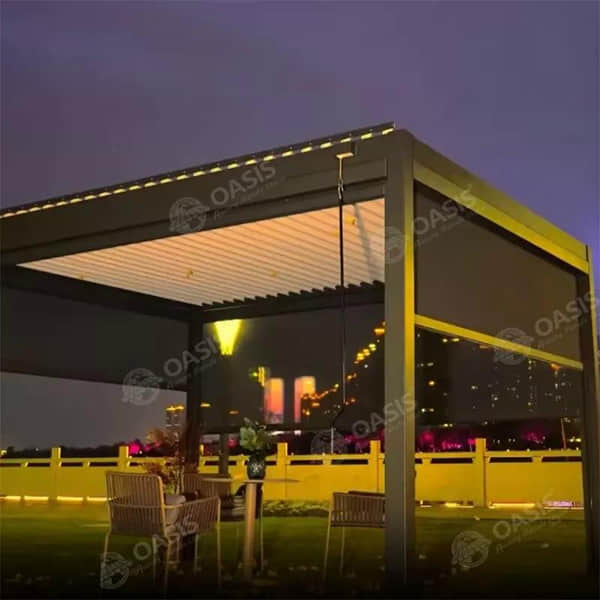 Luxury Waterproof Roof Top Sunshade Aluminum Pergola Gazebo Aluminum Louvered Pergola For Mansions