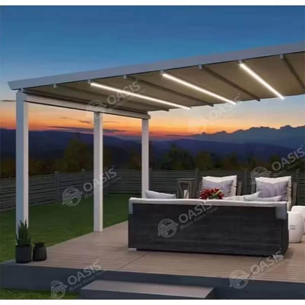 All-Weather Aluminum Patio Cover Corrosion-Resistant Frame Tear-Proof Fabric Windproof 