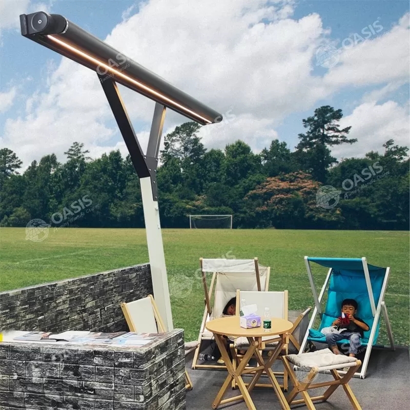 4mX3m 5mX3m Retractable Outdoor Awnings , Powder Coated Retractable Shade For Patio