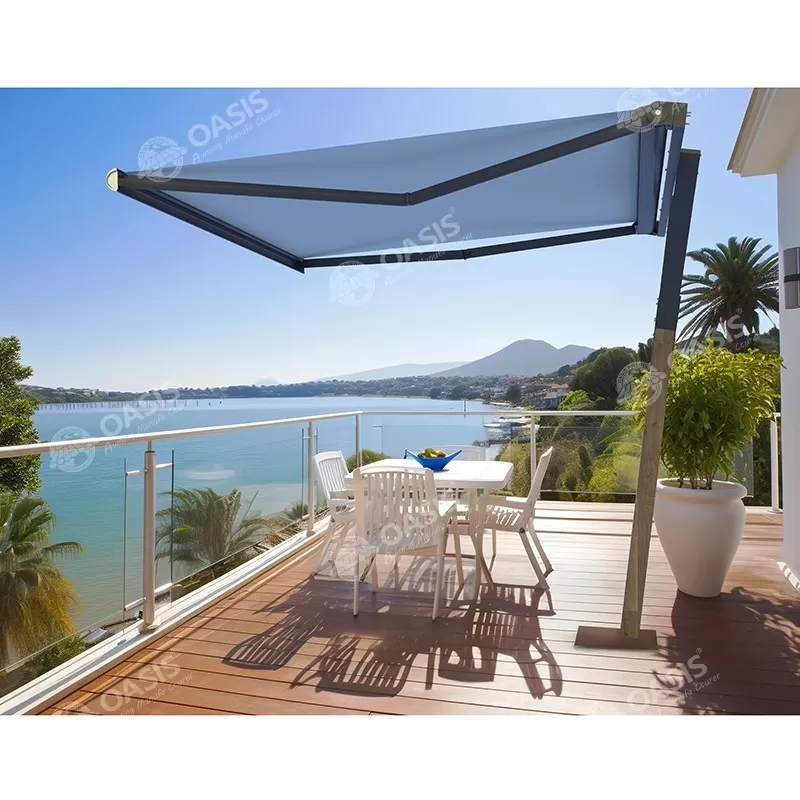 4mX3m 5mX3m Retractable Outdoor Awnings , Powder Coated Retractable Shade For Patio