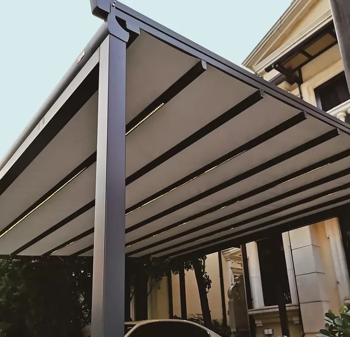 All-Weather Aluminum Patio Cover Corrosion-Resistant Frame Tear-Proof Fabric Windproof Retractable T