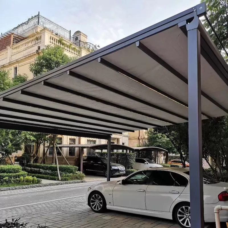 All-Weather Aluminum Patio Cover Corrosion-Resistant Frame Tear-Proof Fabric Windproof Retractable T
