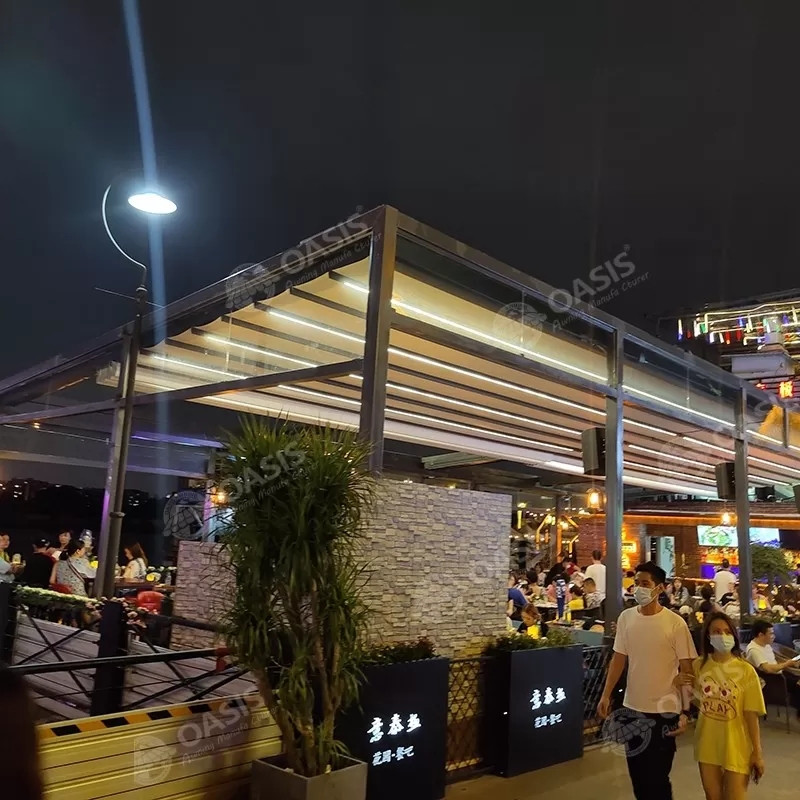 High Quality and Space Saving Anti-rust Aluminum Sunshade Waterproof Polyester Roof Courtyard sunsha