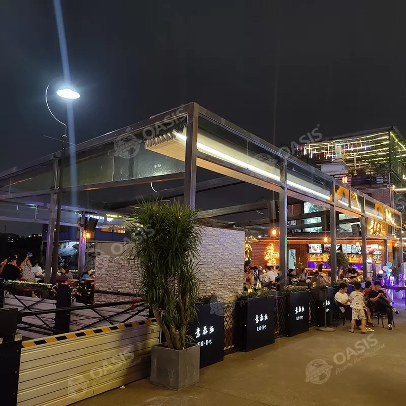High Quality and Space Saving Anti-rust Aluminum Sunshade Waterproof Polyester Roof Courtyard sunsha