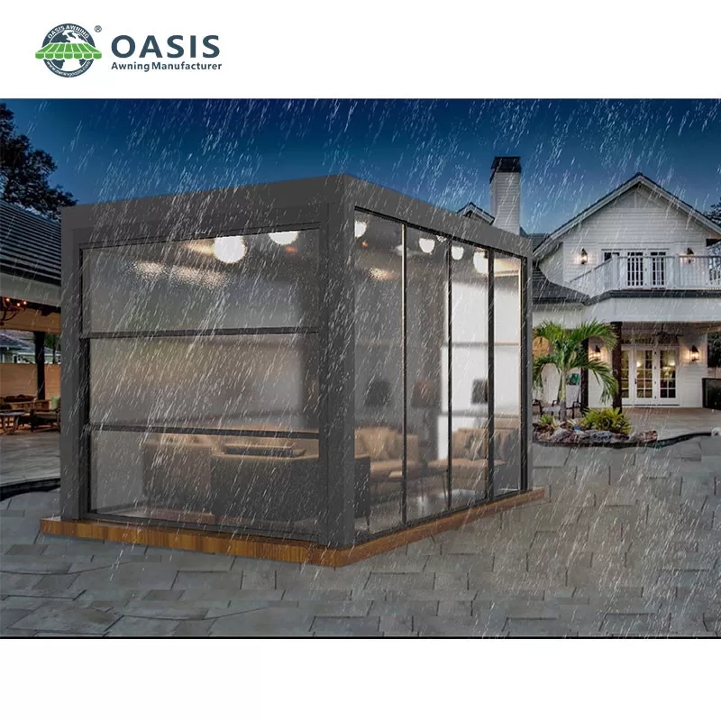 Eco-Friendly Freestanding Aluminum Louvered Pergola with Rain Wind Sensor and Adjustable Louvers