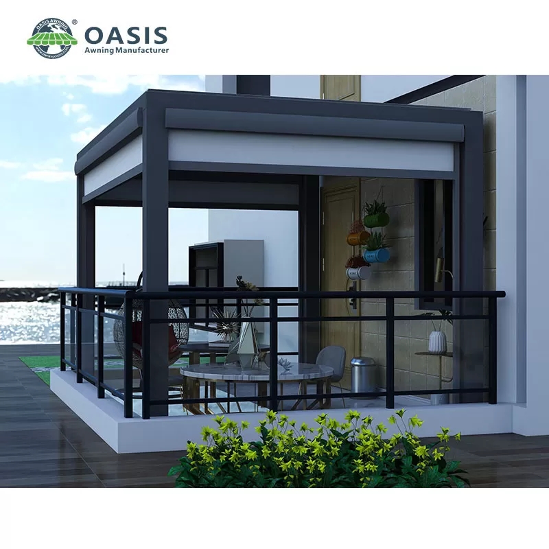 Eco-Friendly Freestanding Aluminum Louvered Pergola with Rain Wind Sensor and Adjustable Louvers