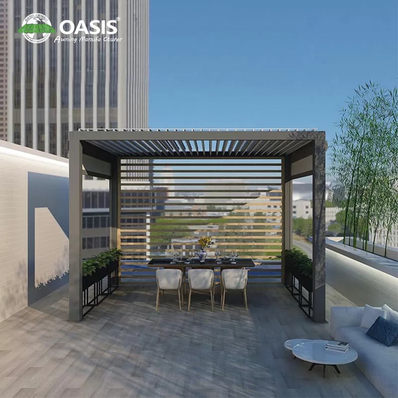 Adjustable 0-100 Degree Aluminum Louvered Pergola with 5-Year Warranty and Aluminum Alloy 6063 T5 Co
