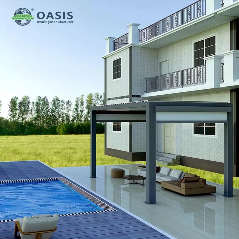 Adjustable 0-100 Degree Aluminum Louvered Pergola with 5-Year Warranty and Aluminum Alloy 6063 T5 Co