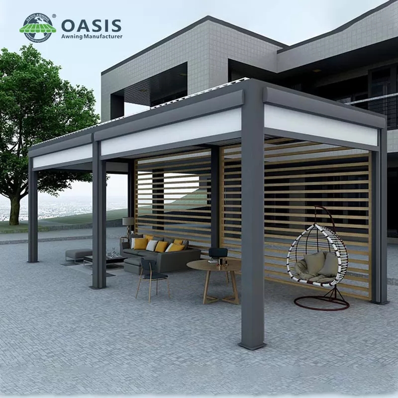 Hot Sale Modern Designs Sun Shade Garden Aluminum Roofs Motorized  Aluminum  Pergola For Mansions