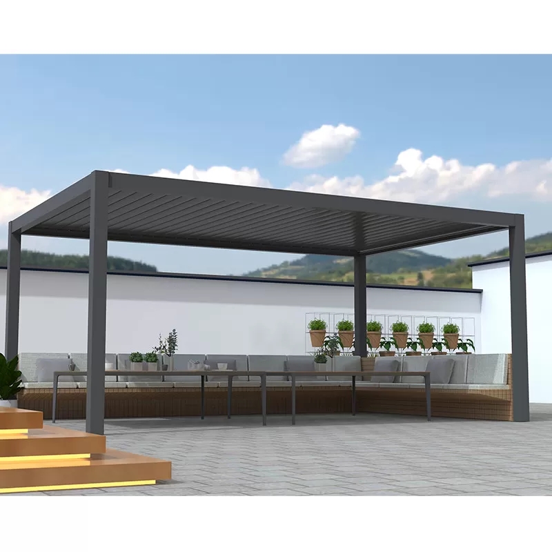 100% Rainproof Outdoor Aluminum Pergola Cover System Retractable Louvered Roof
