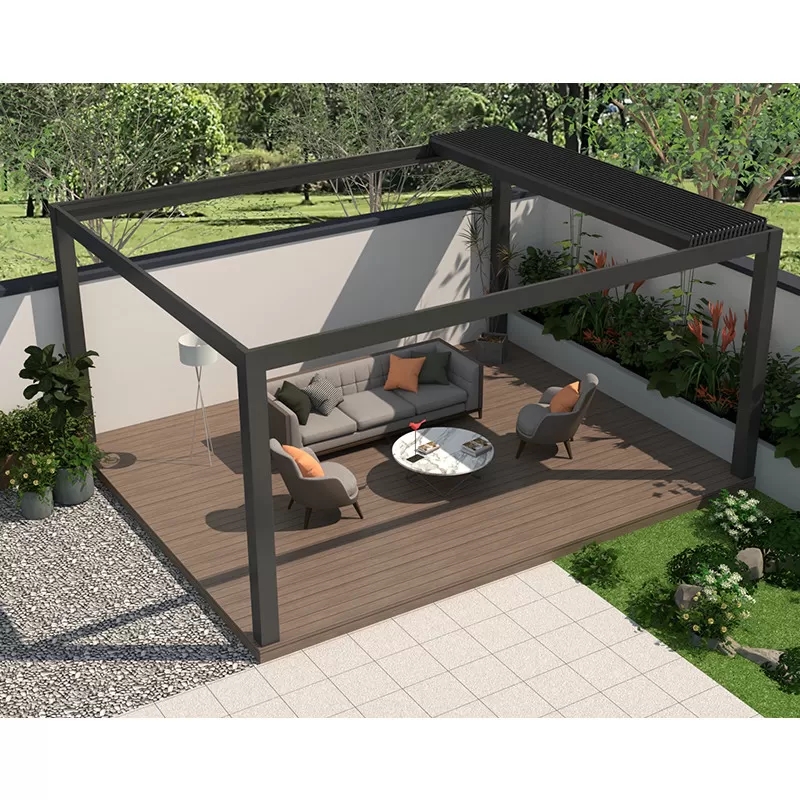 100% Rainproof Outdoor Aluminum Pergola Cover System Retractable Louvered Roof