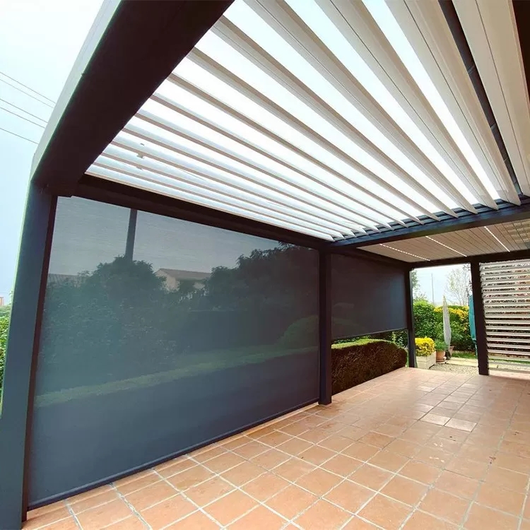 All Aluminium Windproof Pergola Roof Blinds , Outdoor Waterproof Blinds For Pergola