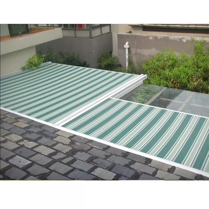 Anti UV Spanish Fabric Electric Shade Awning , Automatic Motorized Sun Shade Awning