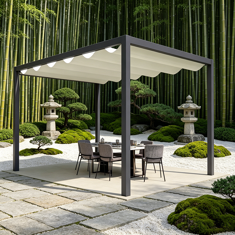 New Anti-UV  Retractable Telescopic Wave Sun Shade Net Rainproof Canopy Awnings Sails