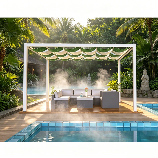 New anti-UV segmented wavy telescopic sunshade rain canopy sailcloth