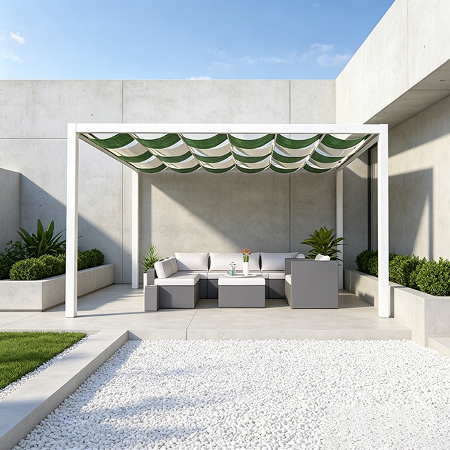 New anti-UV segmented wavy telescopic sunshade rain canopy sailcloth