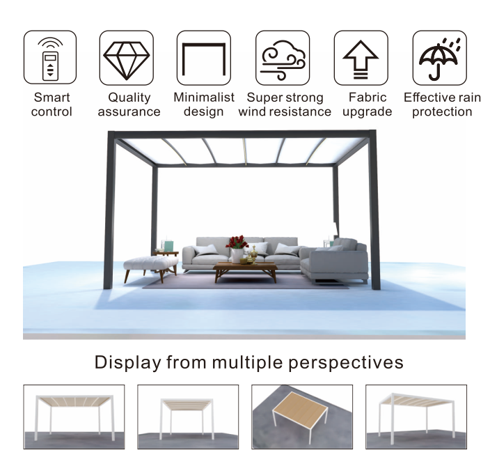 New Anti-UV Retractable Telescopic Wave Sun Shade Net Rainproof Canopy Awnings Sails