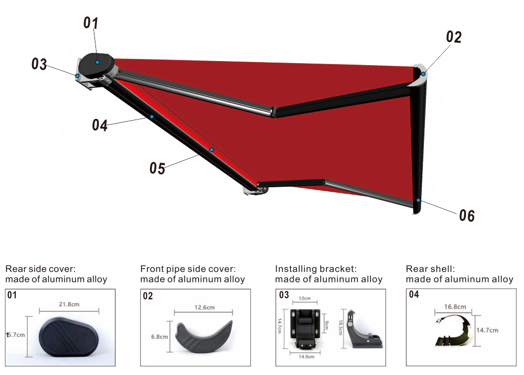 Aluminum Full Cassette Retractable Awning | 8-Grade Wind Resistant Waterproof Patio Shade Canopy Aluminum Full Cassette Retractable Awning | 8-Grade Wind Resistant Waterproof Patio Shade Canopy