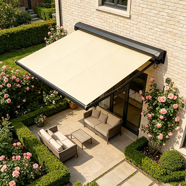 Aluminum Full Cassette Retractable Awning | 8-Grade Wind Resistant Waterproof Patio Shade Canopy