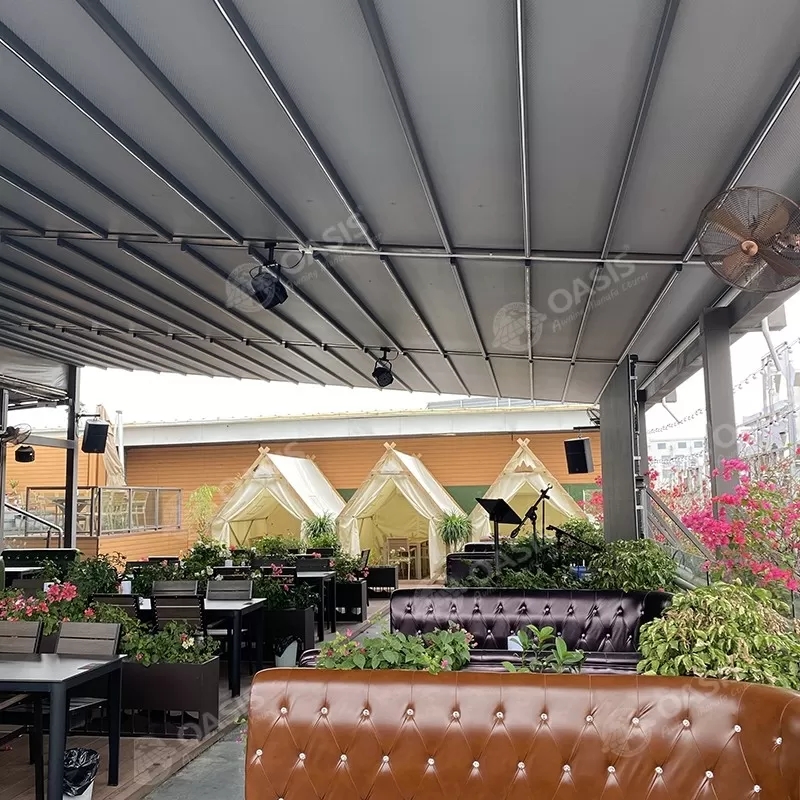 Luxury Design Aluminum Awning Weatherproof Retractable Roof & Reinforced Gussets for Gardens Durable