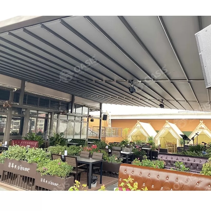 Luxury Design Aluminum Awning Weatherproof Retractable Roof & Reinforced Gussets for Gardens Durable