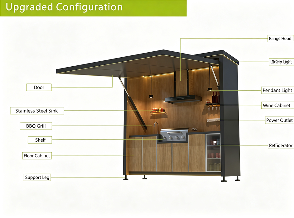 Outdoor Mobile Kitchen Cabinet, Electric Flip‑Up Lid Garden BBQ Kitchen Station Outdoor Mobile Kitchen Cabinet, Electric Flip‑Up Lid Garden BBQ Kitchen Station