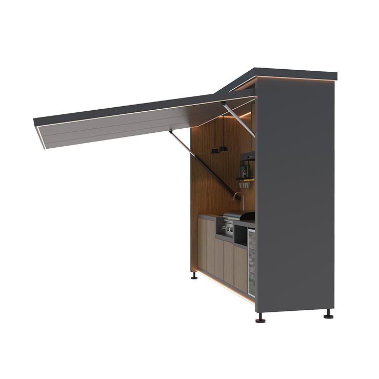 Outdoor Mobile Kitchen Cabinet, Electric Flip‑Up Lid Garden BBQ Kitchen Station
