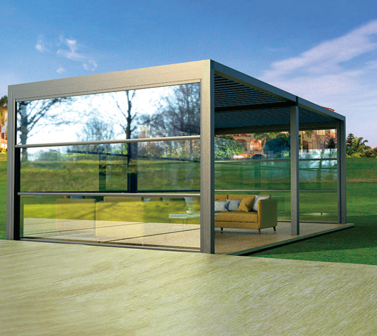 Electric Vertical Lifting Window | Safe Motorized Glass Window for Pergola Sunroom