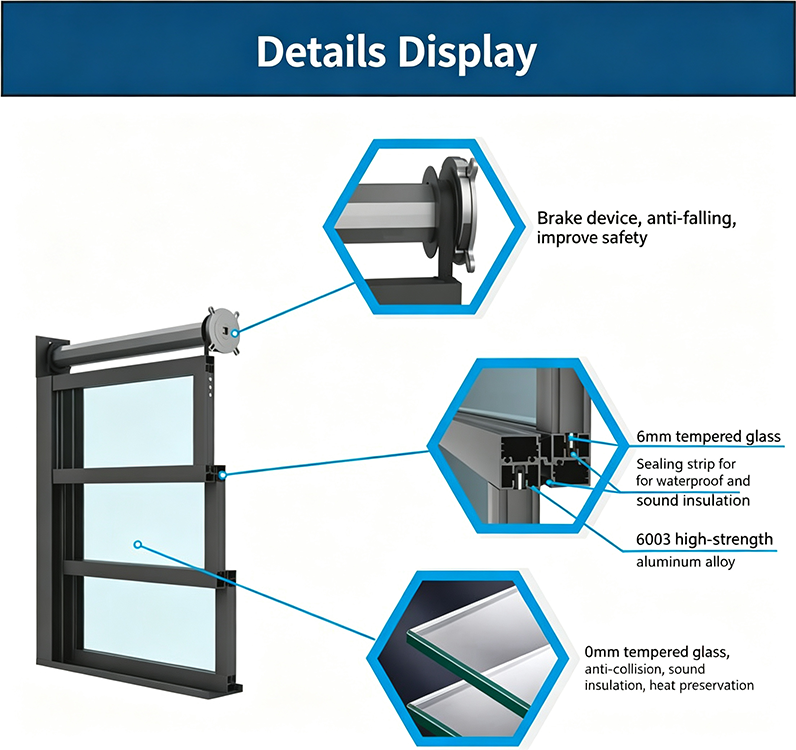 Electric Vertical Lifting Window | Safe Motorized Glass Window for Pergola Sunroom Electric Vertical Lifting Window | Safe Motorized Glass Window for Pergola Sunroom