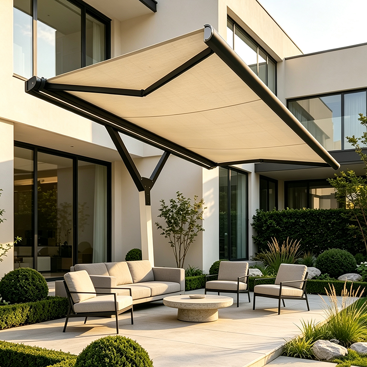 6063 Aluminum Frame Retractable Awning For House Remote Control Anti UV